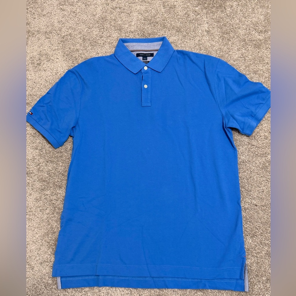 Tommy Hilfiger Royal Blue Short Sleeve Polo Classic Fit Size L